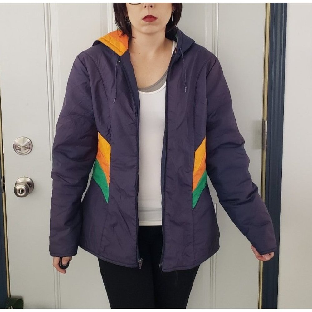 70s/80s Blue, Orange, and Green Striped Jacket